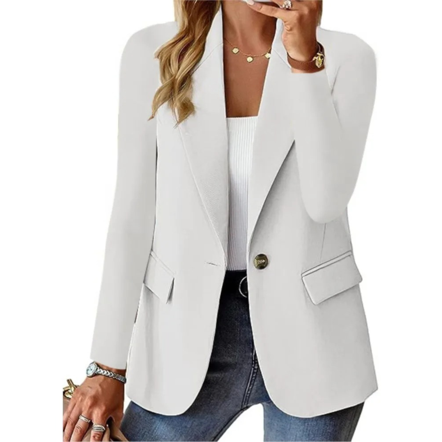 Women long sleeve casual blazer in multiple colours relaxed fit
