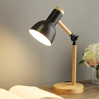 LED table lamp wood and metal adjustable arm E27 1-light modern design