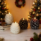 LED pinecone candles flameless warm white with remote and timer