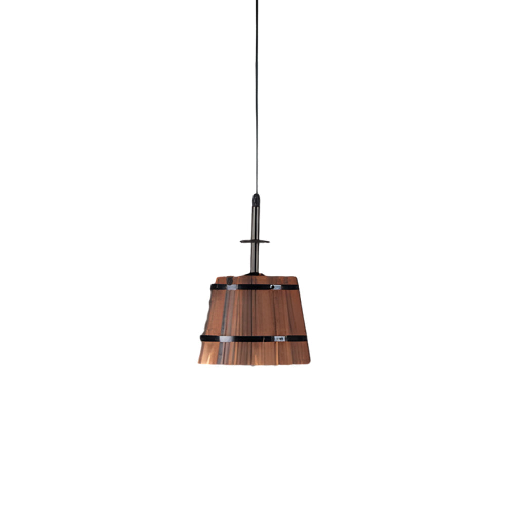 Pendant lamp rustic wooden bucket shade industrial style 1 or 3 light
