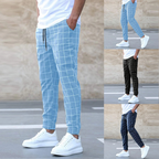 Men's plaid jogger pants relaxed fit casual everyday wear