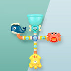 Bath toy sprinkler set with octopus, whale and crab figures with suction cups