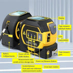 Laser tape measure 3-in-1 infrared rangefinder with LCD display, yellow and blue
