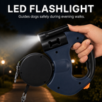 Dual retractable dog leash 10FT with built-in flashlight and tangle-free 360° rotation