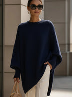 Women oversized pullover sweater in relaxed fit, available in beige black and olive green