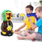 Kids air powered soft bullet shooting game with walking light up duck target set