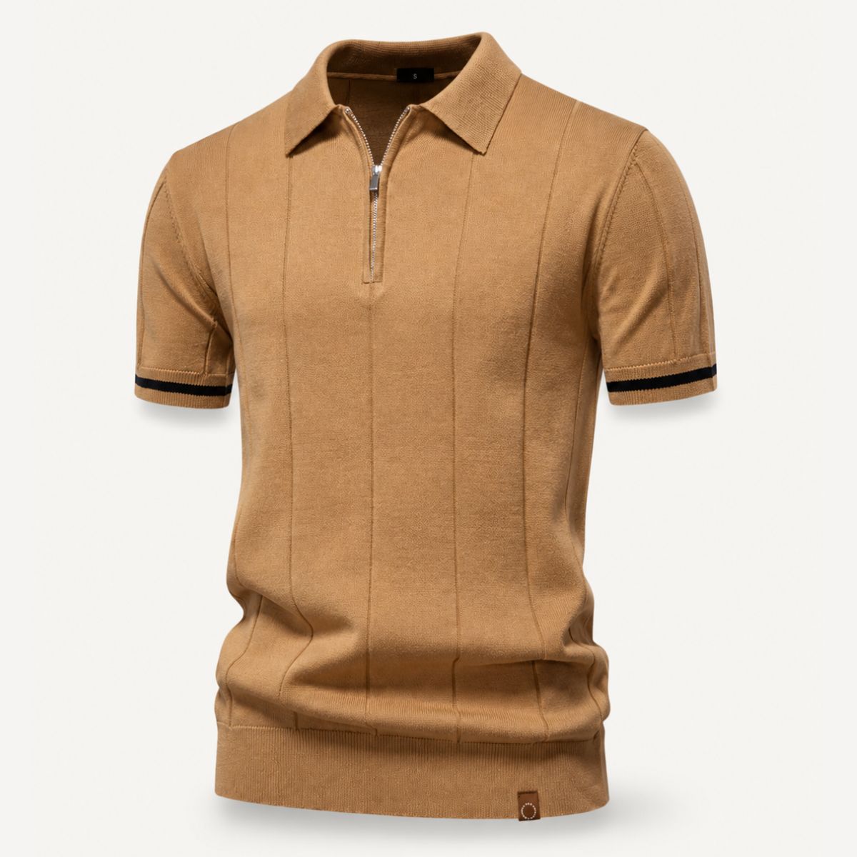 Men knit polo shirt short zip classic collar regular fit