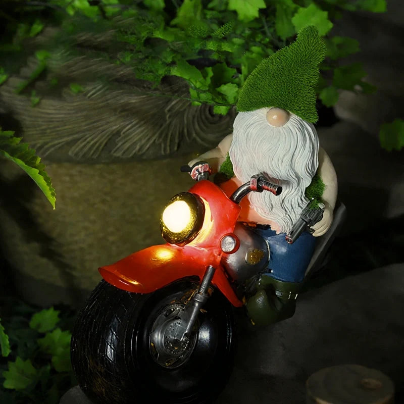 Solar garden gnomes outdoor decor warm white glow weather-resistant resin