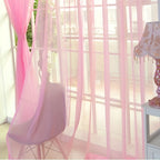Floral voile curtains set of 2 transparent eyelet panels 200x100cm