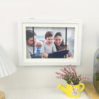 Magnetic photo frames set of 2, interchangeable with mat, A4 and A6, black and wood grain