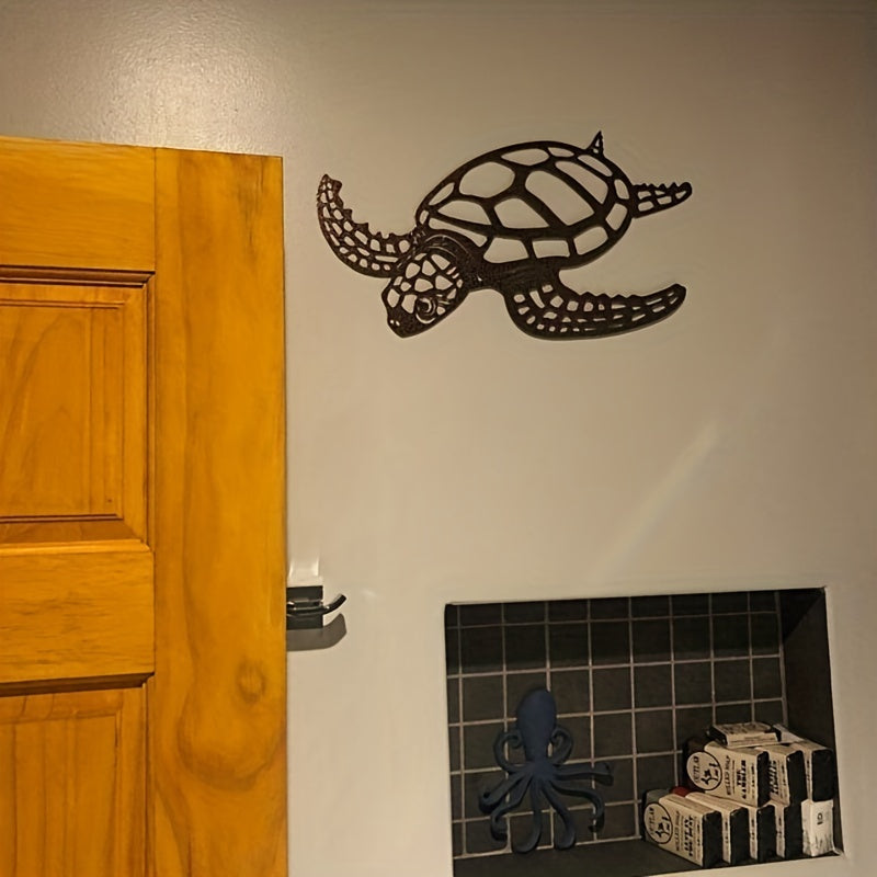 Metal sea turtle wall art handmade coastal nautical beach theme decor