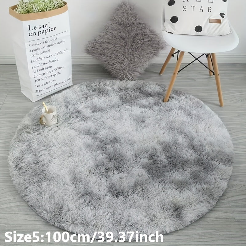 Round plush rug tie-dye soft non-slip, living room bedroom yoga mat