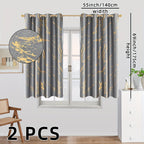 2 Pack Blackout Curtains Gold Foil Marble Grommet Top for Bedroom Living Room