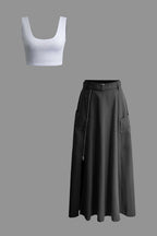 Women's two-piece set crop top and maxi skirt casual summer outfit