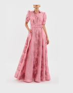 Women puff sleeve dress feminine silhouette in pink
