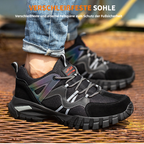 Safety shoes with steel toe cap, non-slip outsole and reflective strips
