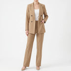 Women 2 piece suit set slim fit double breasted blazer and trousers