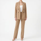 Women 2 piece suit set slim fit double breasted blazer and trousers