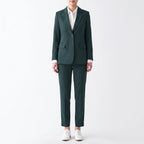Women 2 piece blazer pants suit straight leg professional office look