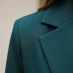 Women 2 piece blazer pants suit straight leg professional office look