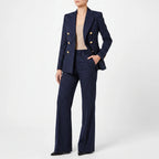 Women 2 piece suit wide leg striped blazer and trousers set