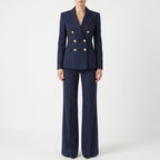 Women 2 piece suit wide leg striped blazer and trousers set