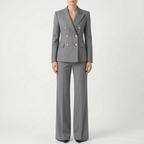 Women 2 piece suit wide leg striped blazer and trousers set