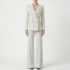 Women 2 piece suit wide leg striped blazer and trousers set