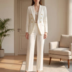 Women 2 piece suit blazer and pants set tailored double button closure