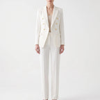 Women 2 piece suit blazer and pants set tailored double button closure