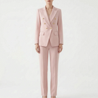 Women 2 piece suit blazer and pants set tailored double button closure