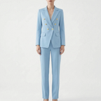 Women 2 piece suit blazer and pants set tailored double button closure