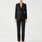 Women 2 piece suit blazer and pants set tailored double button closure