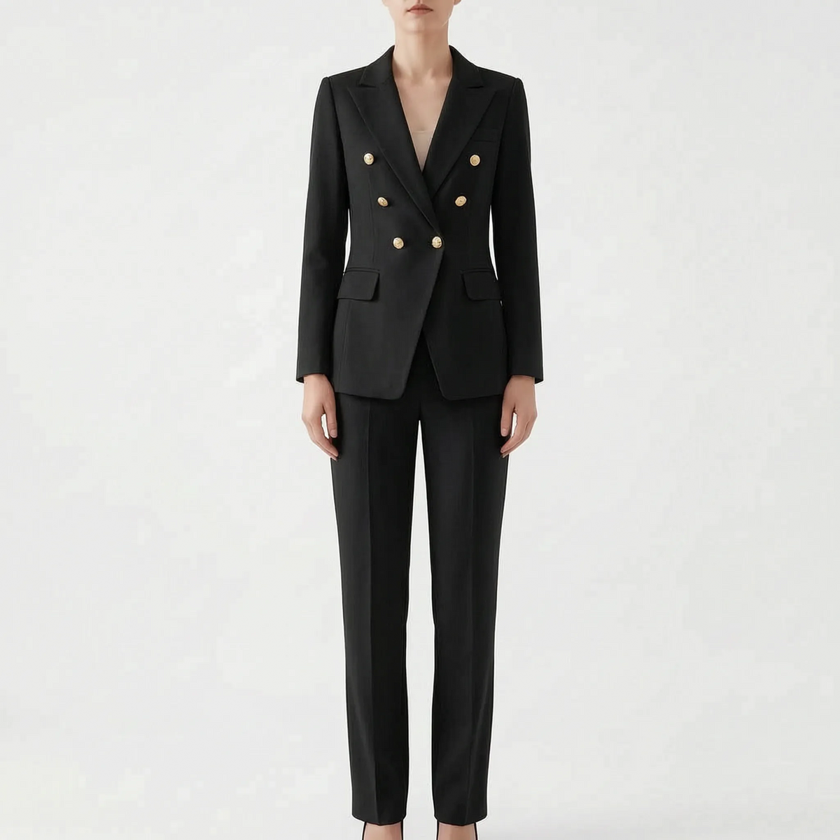 Women 2 piece suit blazer and pants set tailored double button closure