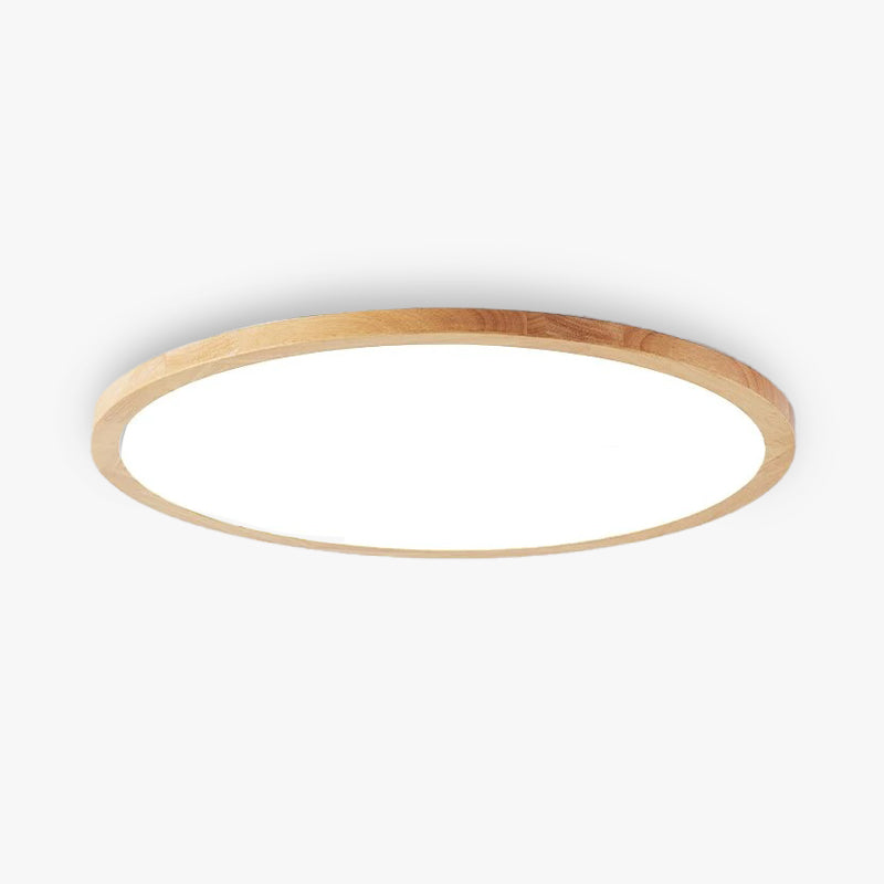 LED ceiling light dimmable tri-color minimalist wood accent, 23cm to 50cm