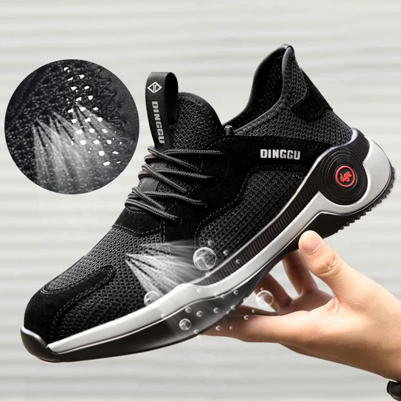 Safety work shoes with steel toe cap, anti-piercing Kevlar midsole and breathable mesh upper