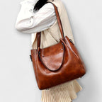 Women 4 piece vintage bag set in brown black red and gray