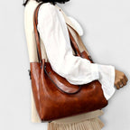 Women 4 piece vintage bag set in brown black red and gray