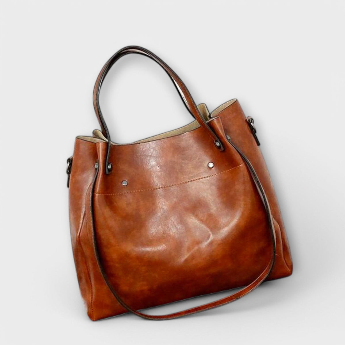 Women 4 piece vintage bag set in brown black red and gray