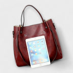Women 4 piece vintage bag set in brown black red and gray