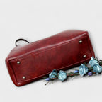 Women 4 piece vintage bag set in brown black red and gray
