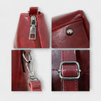 Women 4 piece vintage bag set in brown black red and gray