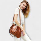 Women 4 piece vintage bag set in brown black red and gray