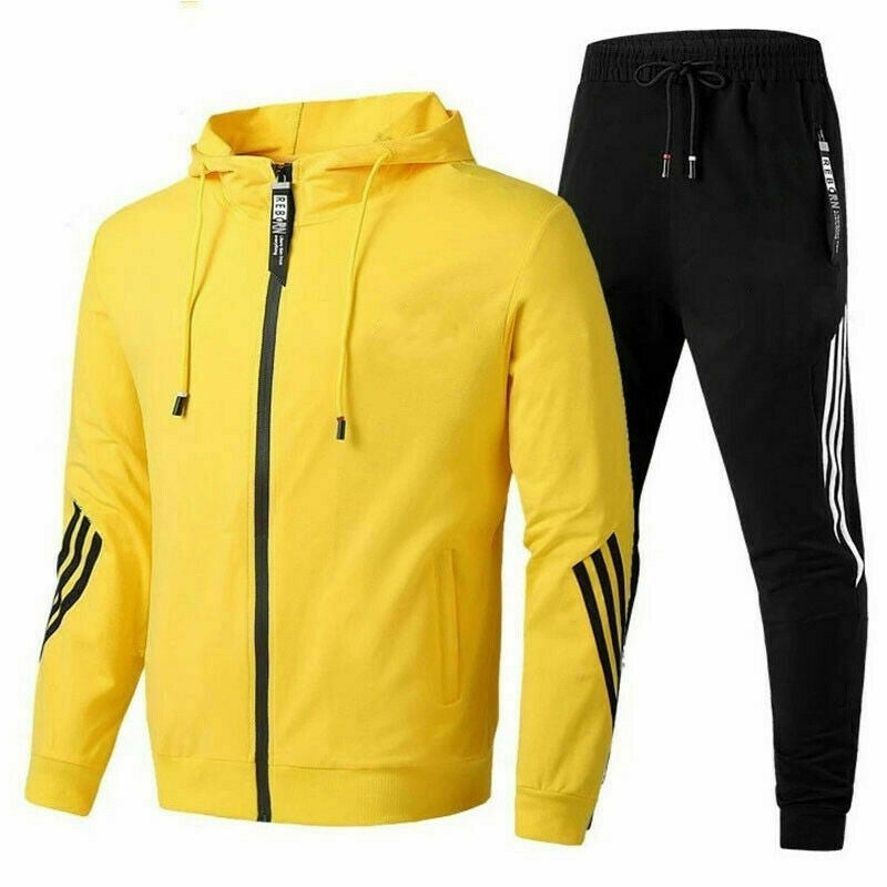 Men's two-piece tracksuit set, comfortable breathable cotton-polyester blend