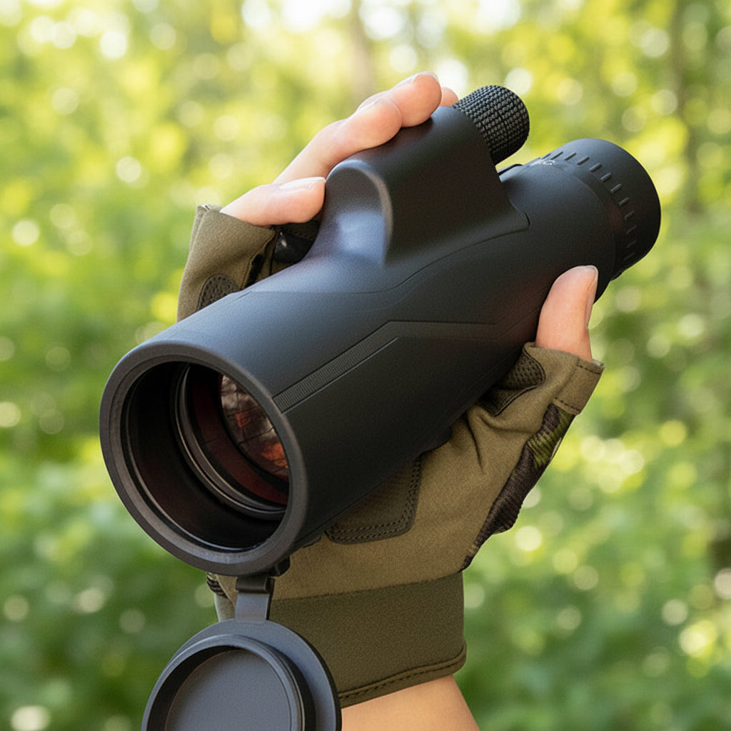 Monocular telescope waterproof night vision 12x zoom black, portable stargazing
