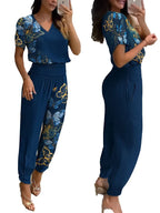 Women 2 Piece Floral Top and Pants Set breathable casual matching outfit