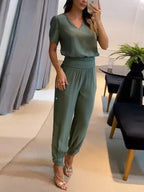 Women 2 Piece Floral Top and Pants Set breathable casual matching outfit