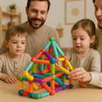 Magnetic sticks kids creative building toy set, colorful rods with storage box