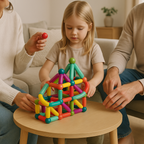 Magnetic sticks kids creative building toy set, colorful rods with storage box