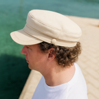 Felt fisherman cap with leather brim vintage European style